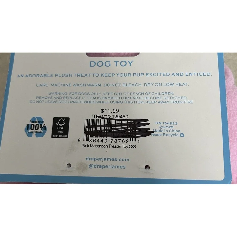 Draper James Macaroon Treater Dog Toy